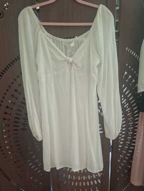 NWT Row A Nordstrom White Ecru Tie-Front Mini Dress Small